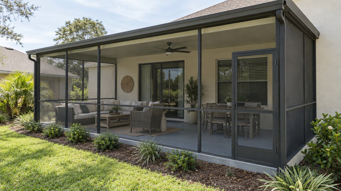 Wood deck with outdoor seating