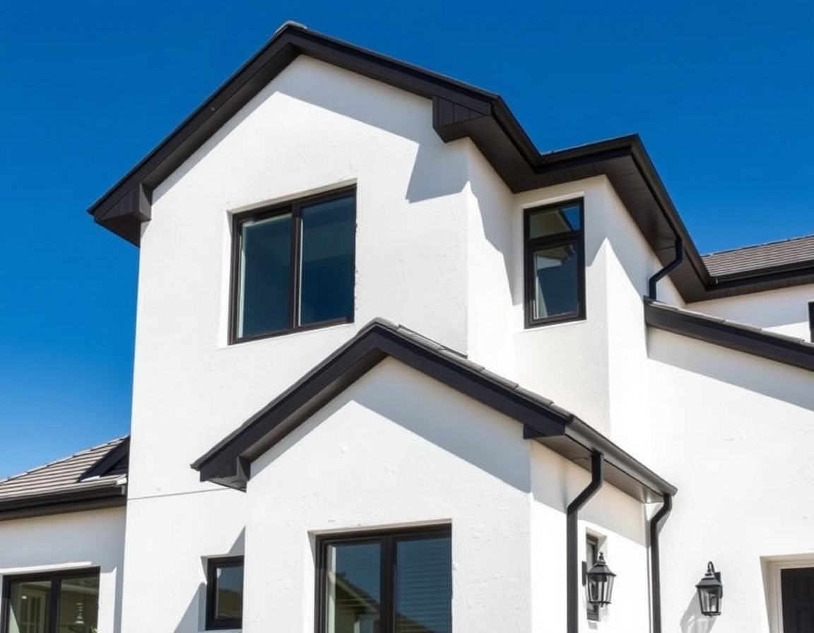 Smooth white stucco exterior